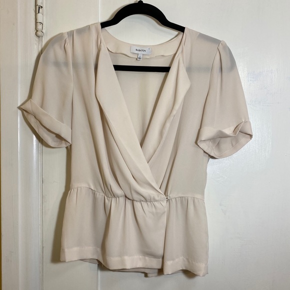 Aritzia Babaton Sherman Short Sleeve Wrap Blouse - Picture 2 of 6